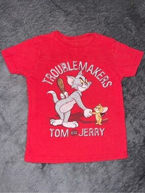Tom and Jerry "Troublemakers" Kid’s Red Graphic Tee